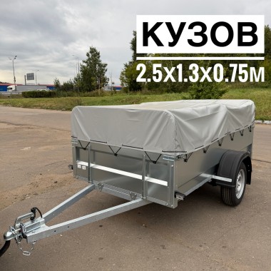 Прицеп Трейлер 829400 2.5х1.3м Товарищ ЭКО с высоким бортом и низким тентом