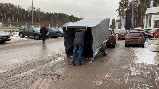 Погрузка снегохода BRP в прицеп МЗСА